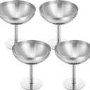 4Pcs Ice Cream Cup, Stainless Steel Serving Dessert Bowls Cups Sauce Bowls Mini Round Footed Yogurt Snack Candy Cups for Salad Fruit Pudding Christmas Party