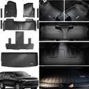 All Weather Floor Mats for 2021-2026 Chevy Tahoe/Cadillac Escalade/GMC Yukon（Only 7 Seats / 2nd Row Bucket Seats）TPE Rubber Liners Odorless Anti-Slip Car Floor Liners & Cargo Liners & Door Sill Guards