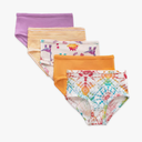 Burt's Bees Baby Toddler Girls' Underwear Set of 5 - Solids, Stripes,Prints, Tag-Free with Sizes for 2T to 8 Years Old Size 4-5 T