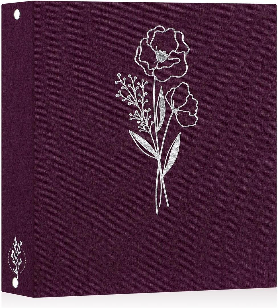 Lanpn 8.5x11 inch Scrapbook Photo Album, Linen Cover Archival Acid Free Top Load 3 Ring Binder Folder Photo Book 8.5 x 11 with 30 Plastic Sleeves 60 Pages (Purple)