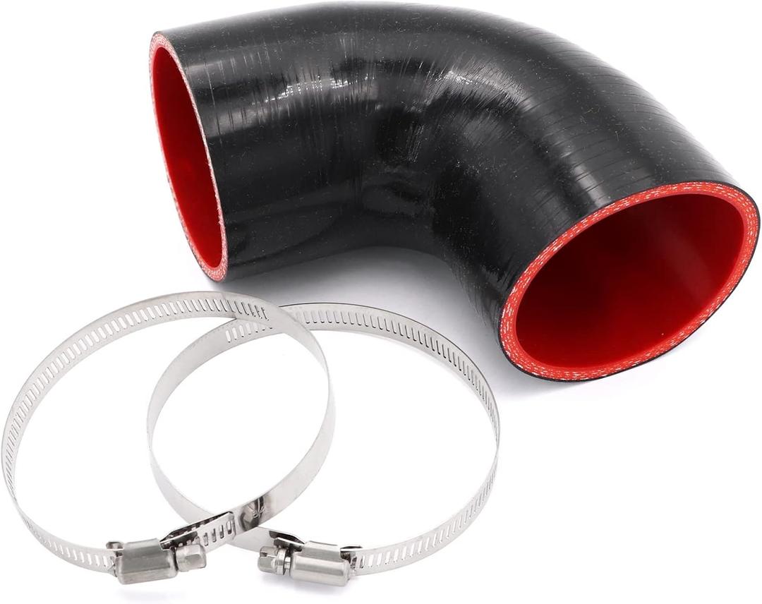 90 Degree 3 inch(76mm) Elbow Coupler Hose,4-Ply Reinforced,Length 4 inch(102mm) with 2PCS Clamps for Turbo/Intercooler/Intake Piping Coupler