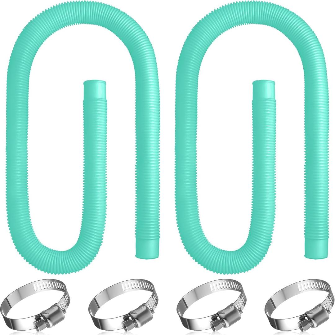 Saintrygo 2 Sets Replacement Pool Hose for Above Ground Pools 1.5 x 4.9ft Long Pool Filter Pump Hoses Replacement Swimming Pool Hose Upgraded Pool Skimmer Hose Compatible with 10531to 25016(Lake Blue)