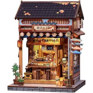 Fsolis Japanese Book Nook Kit - DIY Bookshelf Miniature Kit for Adults, Mini House Japan 3D Wooden Puzzles Adult Craft Bookish Gifts for Women Readers Book Lovers (Izaka-ya Kurosawa)
