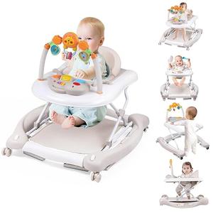 Boyro Baby Baby Walker, 5-in-1 Baby Walkers for Boys and Girls 6-12 Months with Bouncer, Removable Footrest, Feeding Tray & Music, Foldable & Adjustable Activity Walker for 6-18 Months Toddler Infant