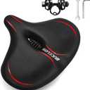 BUCKLOS Wide Bike Seat for Men Women Ebike Seats Comfort Extra Large Comfortable Bicycle Seats Saddle for Ebike/Crusier/Exercise/Peloton Bike (W12.7"-Oversized comfy rides-Red)