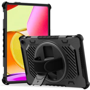 ROISKIN 360 Rotating Kickstand Hand Strap Case for 2023 Release Tablet Fire Max 11 Case 13th Generation for Kids,Also for iPhone Nokia Sony 11in, Black