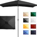Ayge 6.5x10FT Rectangular Patio Umbrella Outdoor Table Umbrella w/Push Button Tilt & Crank Rectangle Market Umbrella UV Protection for Garden,Deck,Lawn,Yard & Pool (Black)