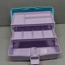 12in 3-Layer Plastic Craft Organizers and Storage, Portable Folding Tackle Box with Handle & Adjustable Dividers, Multipurpose Case for Sewing, Art Supplies, Medicine, Tools (Purple Blue)