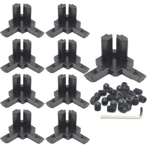 8 Sets 2020 Aluminum Extrusion 3 Way End Corner Bracket 20 Series V T Slot Hardware Tri Cap Connector with M5 Screw for 2020 2040 Black Extruded Aluminum Profile