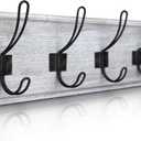 HBCY Creations Rustic Coat Rack - Wall Mounted Whitewash 24" Entryway Coat Hooks - 5 Rustic Hooks, Solid Pine Wood. Perfect Touch for Your Entryway, Kitchen, Bathroom... (Whitewash)