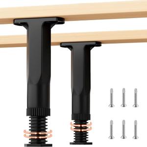2PC Bed Frame Support Legs Stabilizer Replacement Universal Slat Reinforcement 5.9-11 inch Black