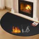 Hearth Rugs for Fireplaces Fire Resistant, 59 x 32 inch Fireproof Fireplace Mat Hearth Rug, Hearth Pads for Wood Stove Fireplace Indoor Outdoor, Protect Floors Carpets from Sparks Embers-Black, 1mm (2'8" x 4'11" (Semicircular))