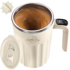 Drink Stirrer,Self Stirring Mug,Self Stirring Coffee Mug,Suitable for Coffee, Milk, Cocoa and Other Beverages Stainless Steel Vacuum Insulated Tumbler with Lid (Cream White, 12 Ounces)