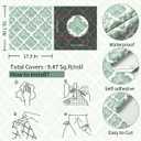 HeloHo Green Peel and Stick Wallpaper Floral Contact Paper Modern Self Adhesive Removable Boho Decorative Wallpaper for Cabinet Living Room Bathroom Decor Vinyl 17.3" X 118"