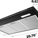 CIARRA AWB75918B Black Range Hood 30 inch Under Cabinet with Anti-Fingerprint Design, Slim Vent Hood with Push Button Control, Ducted and Ductless Convertible