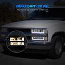 AUTOSAVER88 LED DRL Headlights Assembly Compatible with 1994-1999 Chevy C/K C10 Suburban Tahoe Headlight Headlamp Replacement with Corner Light Chrome Housing Amber Reflector
