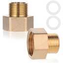 Bewudy 1 Pack Brass Pipe Fittings, 1/2" to 3/4" Reducer Adapter Coupler, NPT Male x Female Fitting With White Sealing Gasket