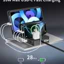 85W Charging Station for Multiple Devices,7 Port USB Charger Stations with 2 AC, 2 USB C, 3 USB A,Family Multi-Device Organizer Charging Dock -Designed for iPhone iPad Android Cell Phone Tablet,Black