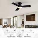 32" Ceiling Fan with Light and Remote, Small Quiet Low Profile Fandelier, Flush Mount Fan Lights with Memory Function, 3CCT, Dimmable, Reversible 6-Speeds, Timable Ceiling Fixtures-Black
