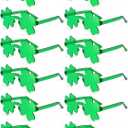 12 Pairs Saint Patrick's Day Shamrock Glasses Accessories for Adult Clover Glasses Fun Trendy Transparent Shamrock Sunglasses Party Favor (12 Pairs-Green Clover) (One Size)