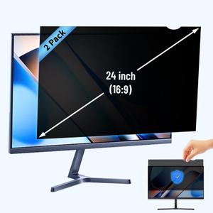 [2-Pack] 24" Privacy Filter Screen for 16:9 Widescreen Monitors, Blue Light Blocking Anti-Glare Eye Protection, Removable Scratch-Resistant Protector