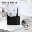 Luxspire Toothbrush Holder, 2 Slots Toothbrush and Toothpaste Holdersfor Bathrooms, Resin Toothbrush Holder Electric Toothbrush Stand for Vanity Countertop, Bathroom Accessories, Matte Black