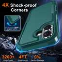 RMOCR Case for iPhone 17 Phone Cover with Screen Protector,Military Grade Heavy Duty Shockproof PhoneCase with Wrist Lanyard Strap,2025 Dark Green