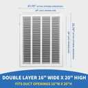 16x20 Return Air Grille [Duct Opening Size],Return Air Vent Cover for Wall Or Ceiling,Steel Return Air Filter Grilles Removable Face/Door for 1 Inch Filters (16"W x 20"H [Duct Opening])