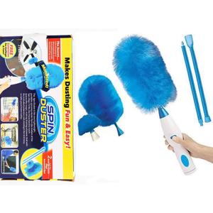 360 Spin Hurricane Adjustable Electric Feather Duster Vacuum Cleaner Battery Operated with Touch Button, Larpipao Blue Multifunction Electric Duster