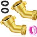 45 Degree Hose Elbow, 3/4'' GHT Garden Hose Elbow, Brass Water Hose Elbow for RV, Water Hose Connectors with Male to Female Port, 45 Degree Hose Elbow, for Garden Hoses,RV,Camper,Water Nozzles, etc