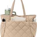 Micmores Puffer Tote Bag for Women, Lightweight Quilted Shoulder Bag with Pockets, Stylish Puffy Handbag for Work Daily Use | Nylon Material
