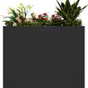 38" L x 10" W x 30" H Black Planter Box - Thickened Galvanized Steel with Weather-Resistant Coating, Heavy-Duty Raised Garden Bed for Outdoor Plants, Easy Assembly & Adjustable Feet
