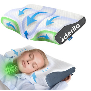 Derila King Size Neck Pillow for Sleeping, Ergonomic & Cervical Pillow for Neck Support & Relief, Memory Foam Side Sleeper Pillows, Bed Contour Pillows for Back, Stomach Sleepers