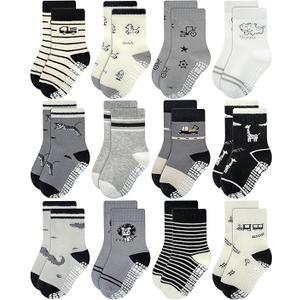 RATIVE Non Skid Anti Slip Crew Socks With Grips for Baby Infant Toddlers Kids Boys
