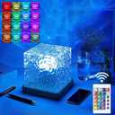Northern Lights Ocean Wave Projector Light, Galaxy Light Projector, 16 Colors Gradual Rotating Flame Water Ripple Ambient Night Light Non-Wood for Bedroom, Room Decor, Kids Room (Plug-in)