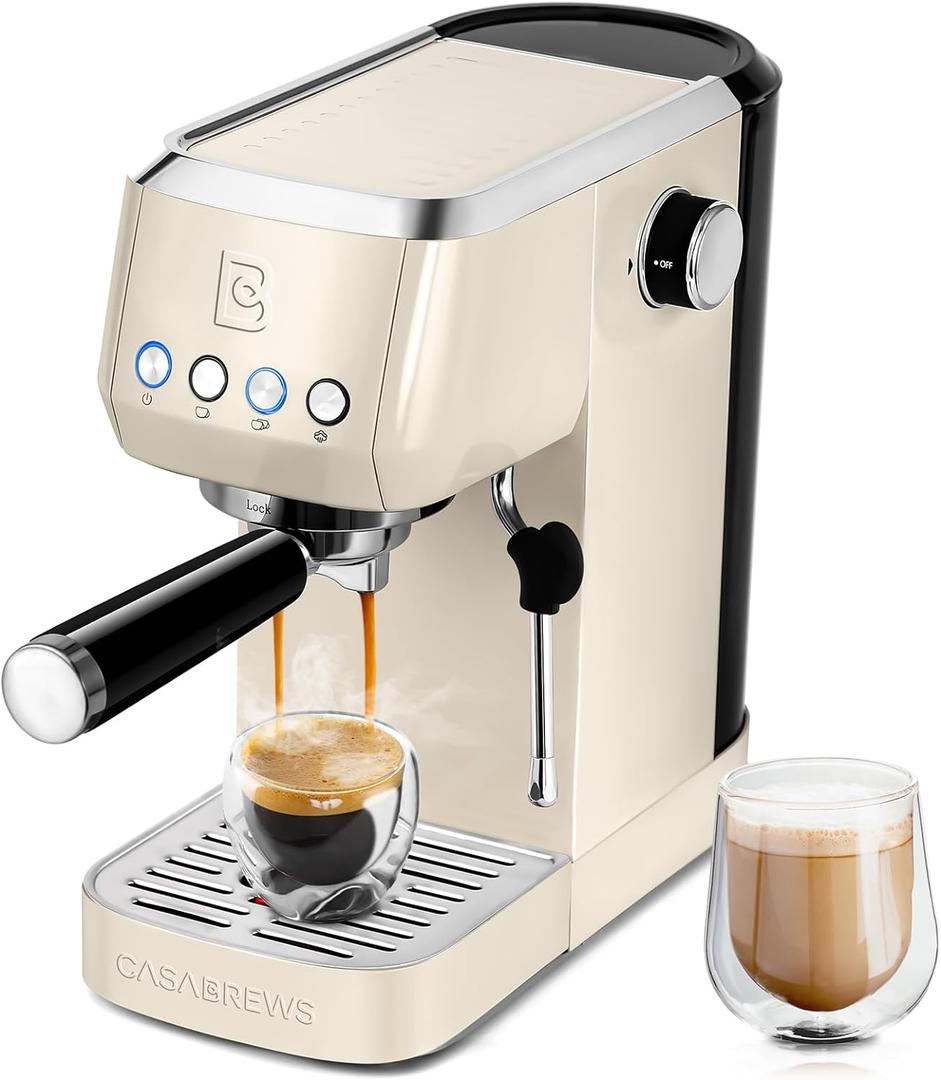 CASABREWS 3700 Essential Espresso Machine 20 Bar, Stainless Steel Coffee Maker with Steam Milk Frother, Espresso Coffee Machine Cappuccino Latte Machine with 43.9oz Removable Water Tank, Creamy