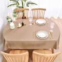 Wolkemer Faux Linen Oval Tablecloth Heavy Duty Wrinkle Resistant Fabric Table Cloths 60 x 84 Inch Flaxen Farmhouse Rustic Table Cover for Kitchen Dining Indoor Outdoor Tabletop Decoration