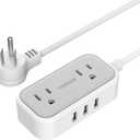 Small Power Strip, TESSAN Extension Cord with 2 AC Outlets 3 USB Ports, Mini Desk Charging Station for Cruise Travel Office School Dorm Room Essentials, 5 FT (Grey White)