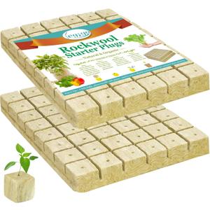 Legigo 2 Inch Rockwool Cubes for Hydroponics Seed Starter, Rock Wool Planting Cubes Hydroponic Garden Grow Plugs for Soilless Cultivation Plants Cutting Germination Clone(2 Sheet, 96 Plugs)