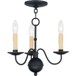 Livex Lighting 4493-04 Heritage 3-Light Chandelier, Black, 14"L x 14"W x 12.5"H