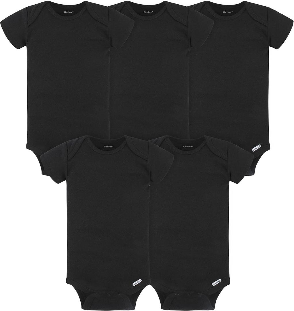 Gerber baby-girls 5-pack Solid Onesies Bodysuits (0-3 Months, Black)