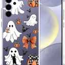 2 x Clear Halloween Phone Case for Samsung S24,Pumpkin Bow Pattern Cover Soft Bumper Protective Cute Boys Girls Phone Case for Samsung S24-Pumpkin Bow