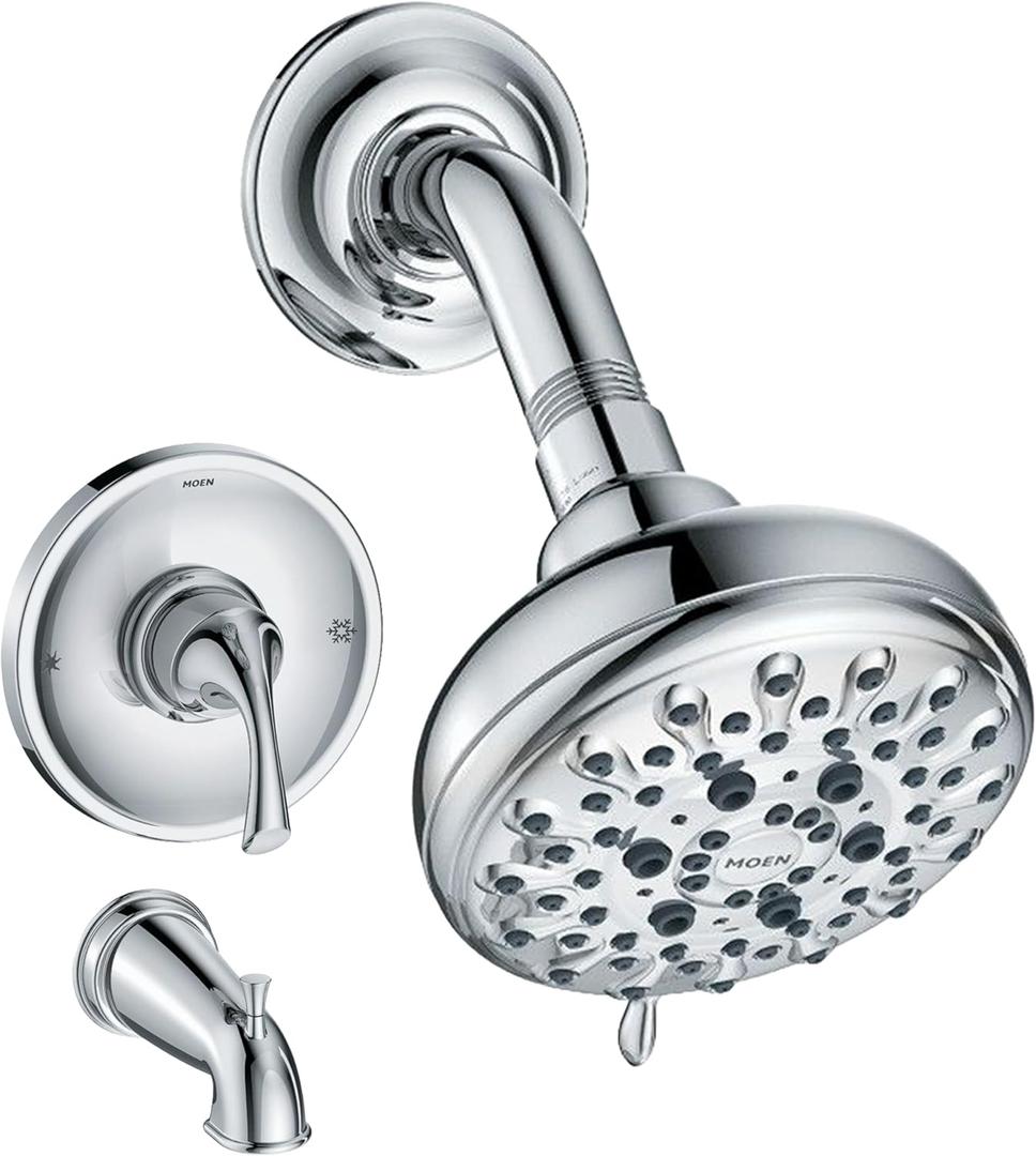 Moen Idora Chrome Posi-Temp Tub and Shower Set with Showerhead, Lever Handle, Tub Spout and Valve Included, 82115