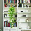 LOYWREE Small Fake Hanging Plant Artificial Potted Plants for Indoor Outdoor Aesthetic - 39in Realistic Faux Hanging Pothos with Ivy Vine for Shelf Decor in Home Office Gardens Greenery (Black Pot)