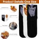 3 Pairs Cat Ball Socks, Cute Cat Socks with Balls 3D Novelty Cotton Animal Sock Funny Crew Sock for Women Girls