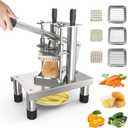 Commercial French Fry Cutter,Stainless Steel French Fries Machine,Heavy Vertical Cutter Vegetable Chopper,with 3 Replacement (1/2 Inch, 3/8 Inch and 1/4 Inch Blades),for Restaurants and Home Kitchen