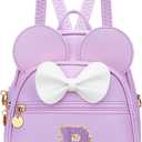 KKXIU Girls Initial Bowknot Cute Mini Backpack Small Women Daypacks, Personalized Trendy Stuff Gifts for Kids and Teen - Purple - P