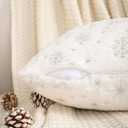 FUTEI Christmas Snowflakes White Throw Pillow Covers 18x18 inch Set of 2,Soft Decorative Cushion Cases,Home Decor for Couch Bed Living Room