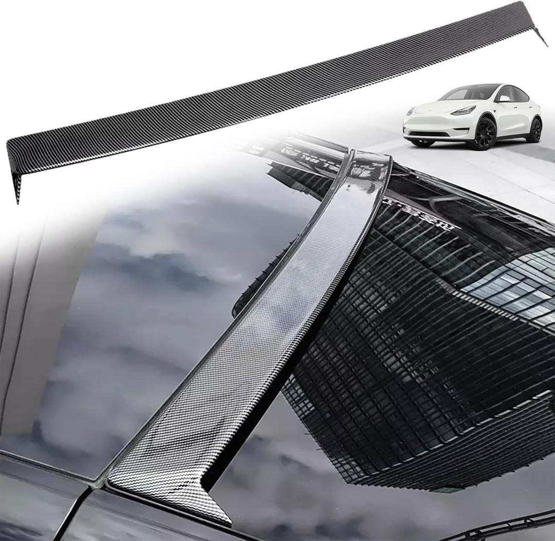Rear Window Spoiler Compatible with Tesla Model Y 2020 2021 2022 2023 2024 ABS Roof Spoiler Tail Wing Carbon Fiber Printing Rear Spoiler Wings