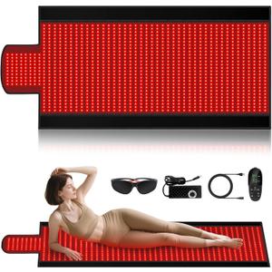 Full Body Red Light Therapy Mat, FSA HSA Eligible Red Light Therapy Blanket, 1370pcs Dual Wavelength LEDs(660nm& 850nm), Premium Leather, Adjustable Timer & Intensity